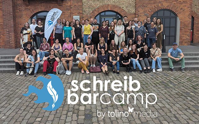 Gruppenfoto des ersten SchreibBarCamps by tolino media vom 16. September 2023.